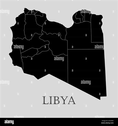 Black Libya Map On Light Grey Background Black Libya Map Vector