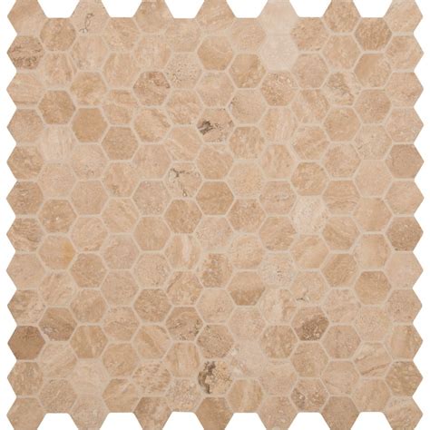 Carmello Hexagon X Honed And Filled Travertine Mosaic Tilesbay Com