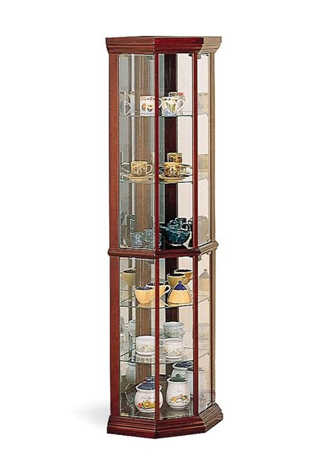 Coaster 3393 Cherry Corner Curio Cabinet Glass Cabinet Doors Glass