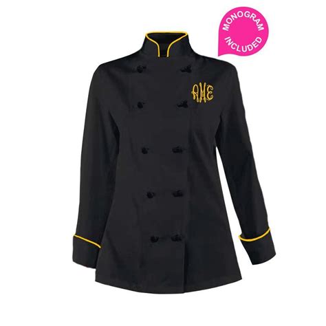 Womens Black Chef Coat Gold Piping Chef Coat Chef Clothes Women