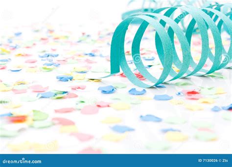 Colourful Party Paper Ribbons And Confetti Stock Photo Image Of