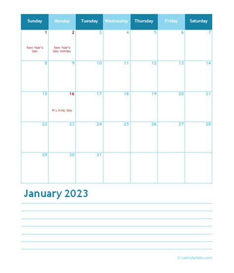 Pages Calendar Template 2023