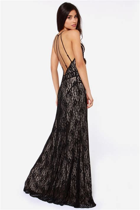 Black Dress Maxi Dress Lace Dress Backless Dress 6900