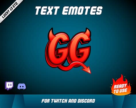 Gg Devil Text Emotes For Twitch And Discord Streamers For Etsy