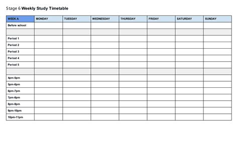 Weekly Study Timetable Template Download Printable Pdf Templateroller