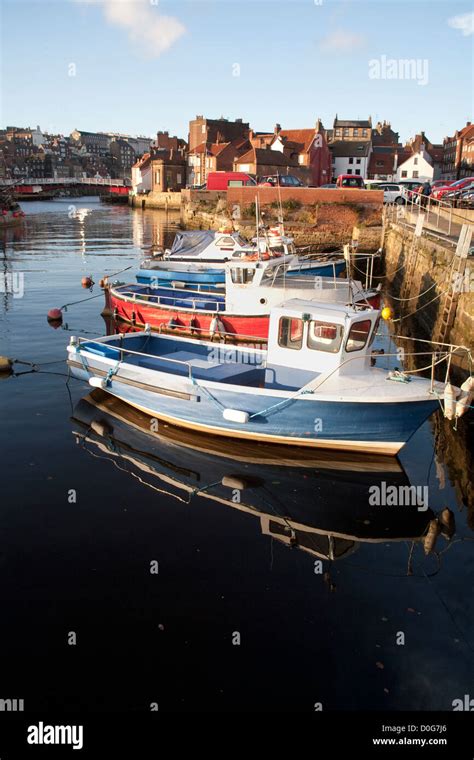 Fishing Boats In Whitby Harbour Stock Photo Alamy