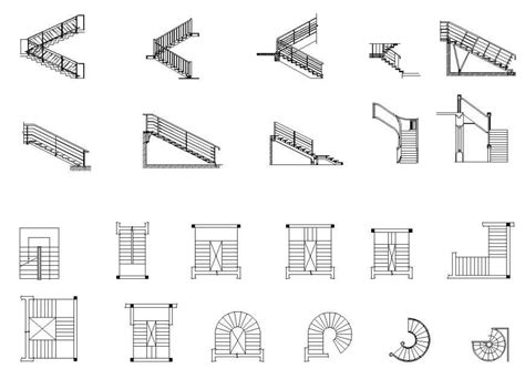 Different Staircase Structure Cad Block Layout File In Autocad Format