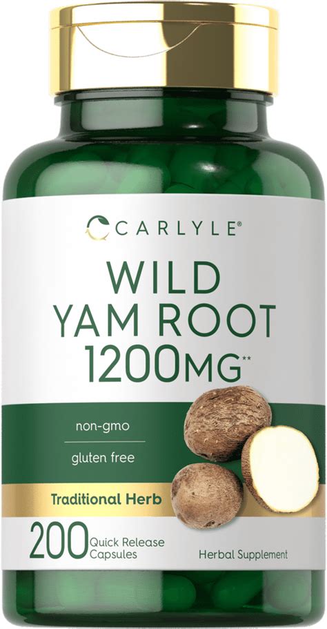Wild Yam Root Capsules 1200mg 200 Count By Carlyle