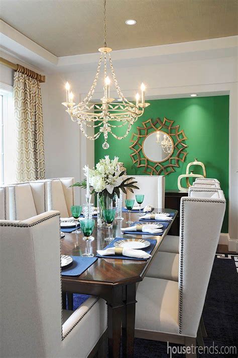 Green Accent Wall Livens Up A Dining Room Housetrends Stpatricksday