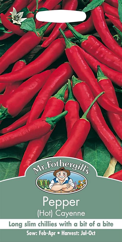 Mr Fothergills Pictorial Packet Vegetable Pepper Hot Cayenne 60 Seeds Uk Garden