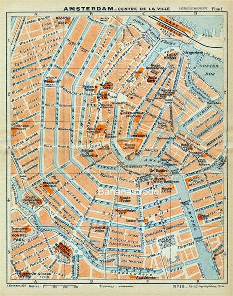 1938 Vintage Map of Amsterdam Antique Map of Central | Etsy | Amsterdam