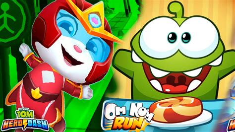 Talking Tom Hero Dash Vs Om Nom Run Super Angela Gameplay Android