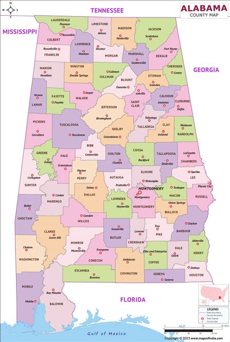Alabama Map Map Of Alabama Al State With County