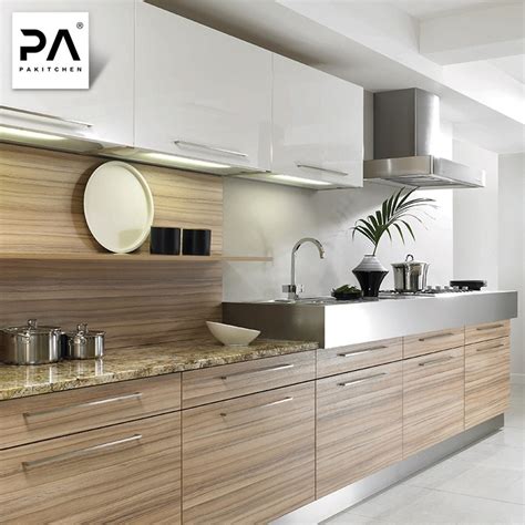 China Contemporary Luxury Wood Grain Laminate Kitchen Cabinets Design