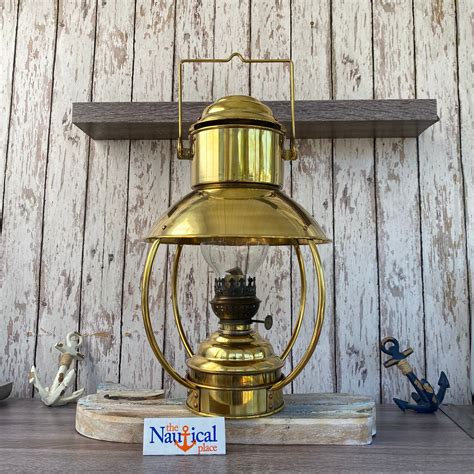 Vintage Brass Hanging Ship Lantern Polished Finish Nautical Oil