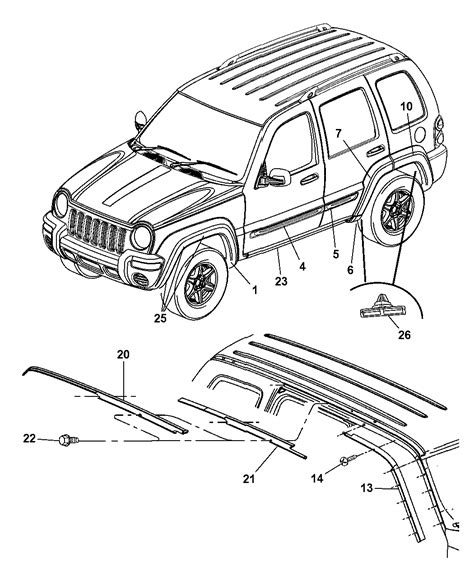 2003 Jeep Liberty Moldings, Body Side - Mopar Parts Giant