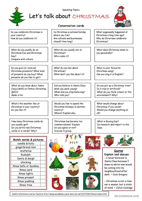 Lets Talk About Christmas English Esl Worksheets Pdf And Doc