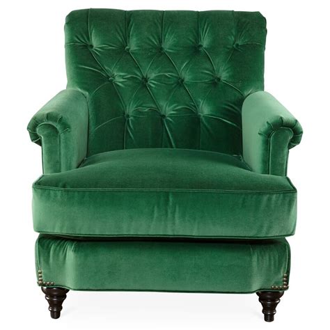 Miles Talbott Acton Tufted Club Chair Emerald Green Velvet One