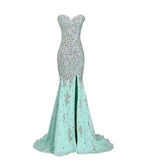 Uryouthstyle Beaded Crystals Prom Dresses Long Mermaid Evening Gowns Hj0067
