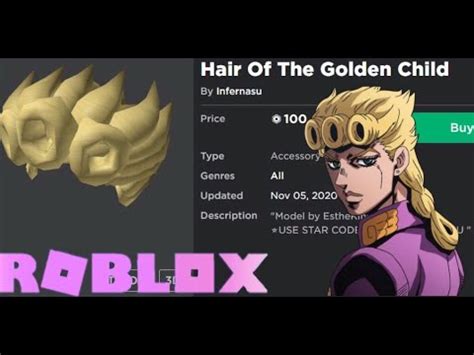 Giorno Giovanna Hair In Roblox Buy It Now Youtube