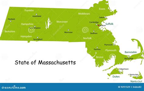 Map Of Massachusetts State Stock Vector Illustration Of American 9291529