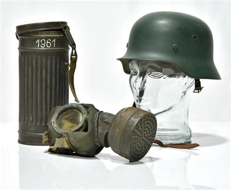 Sold Price Wwii German Army Helmet With Gas Mask And Canister June 5