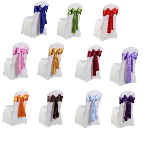 Nothing screams elegance quite like a stunning sash complementing a beautiful chair cover, giving parties the touch of grace and grandeur they deserve. 1 25 50 100 Satin Sashes Chair Cover Bow Sash WIDER FULLER ...
