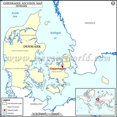 Where Is Copenhagen Location Of Copenhagen In Denmark Map