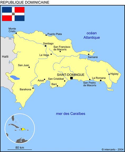 Carte géographique et touristique de la République Dominicaine, Saint