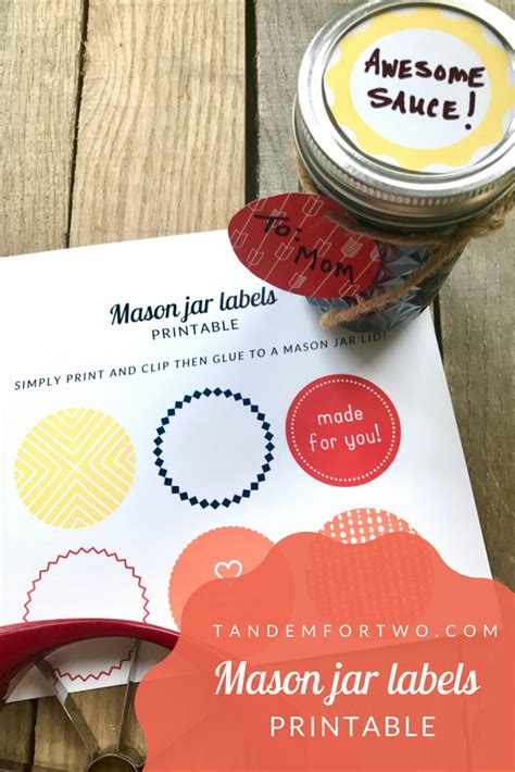 Freebie Mason Jar Labels Printable Tandem For Two