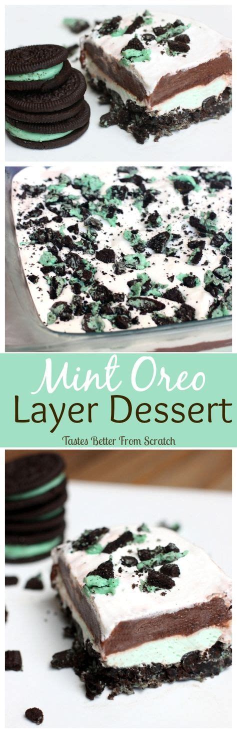 Layered oreo pudding dessertseeded at the table. Mint Oreo Layer Dessert | Recipe | Mint desserts, Oreo ...
