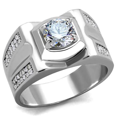Arts385 Mens 1 Ct Round Cut Simulated Diamond 925 Sterling Silver