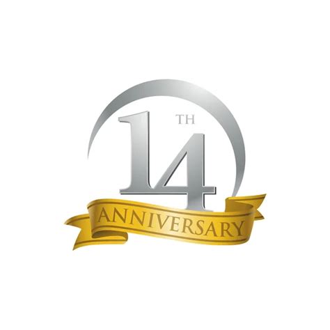 14th Anniversary Golden Wreath Logo Black Background Stock Vector Image