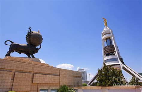 The Earthquake Memorial Statue And The Arch Of Neutrality In Ashgabat