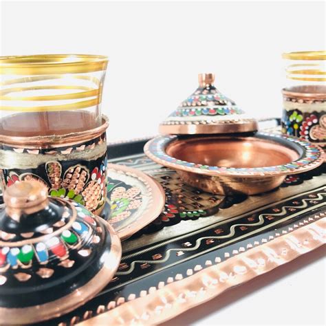 Turkish Tea Set Copper Tea Set Set Of Cup Copper Serving Etsy