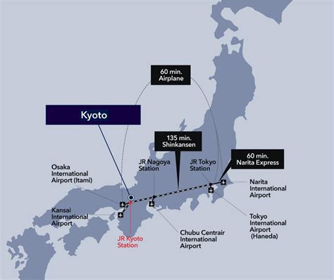 Mapa do aeroporto de Kyoto terminais aeroportuários e portões de
