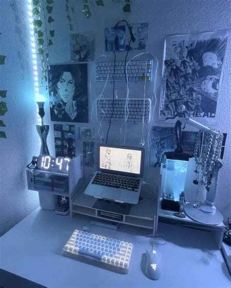 Cybercore Cyber Web Webcore Room Decor Inspo Design Aesthetic Blue Purple Lighting Bedroom Tech