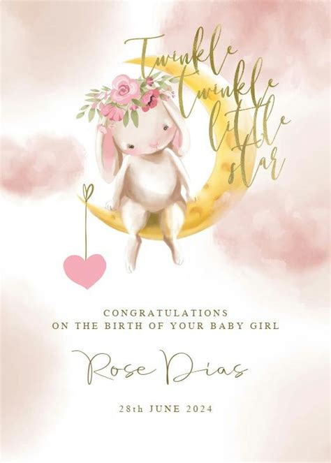 Twinkle Bunny Baby Shower And New Baby Card Greetings Island