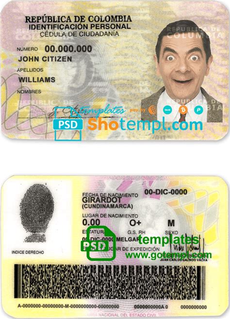 Colombia Id Template In Psd Format Fully Editable 2010 2020
