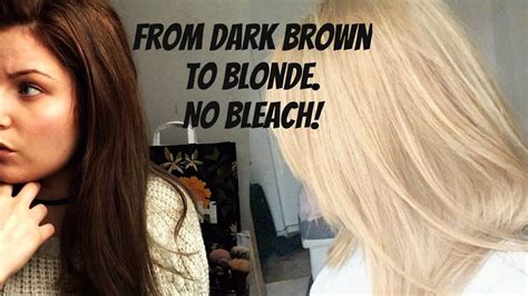 Once the bleaching process is complete, the hair is toned to remove any brassy hues and brighten it to the desired white color. How To Go From Dark Brown To Blonde. NO BLEACH, no damage ...