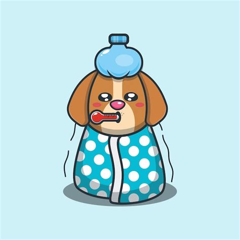 Premium Vector Cute Dog Sick Cartoon Vector Illustration