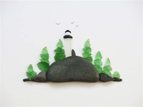 Pebble And Sea Glass Art Lighthouse In Maine By Maine Artist M Mcguinness Recycledcraftsglass