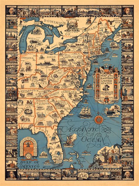Historical Pictorial Map Of The Eastern United States