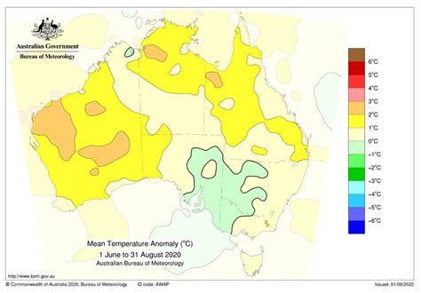 Australia Mean Temperature Anomaly Winter 2020 Australia Map Anomaly
