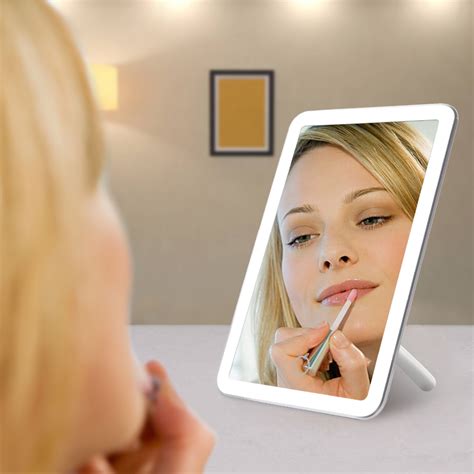 Led Touch Screen Makeup Mirror 180 Degree Rotating Cosmetic Mirror Usb