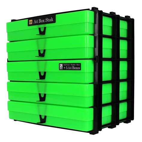 A4 Box Stak Craft Storage Unit Neonneon Green Opaque 1 A4 Stak