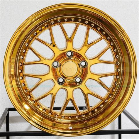 One 18x105 Esr Sr01 Sr1 5x120 22 Gold Chrome Wheels Rims