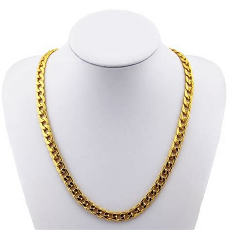 18k Gold Plated 10mm Men Chain 24inch Necklace Jewelry Sale