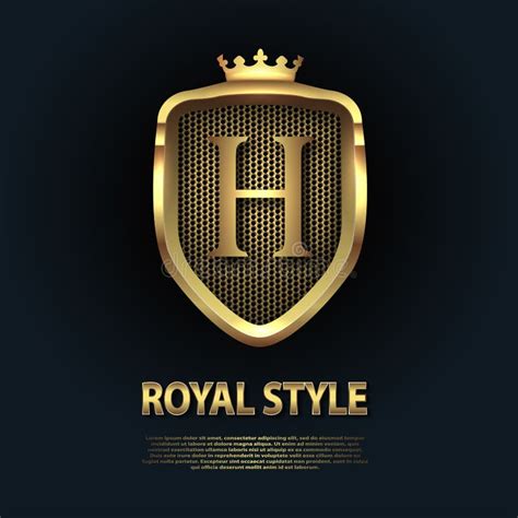 Golden Luxury Shield H Letter Logo Stock Illustration Illustration