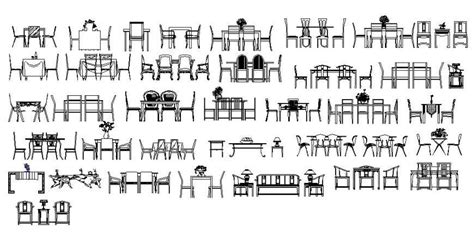 Multiple Table And Chair 2d Elevation Blocks Cad Drawing Details Dwg